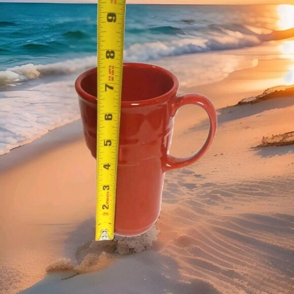 Longaberger Pottery ”MUG Tall Woven Traditions Paprika Red Mug/Cup 6 1/4 autumn - Picture 3 of 5